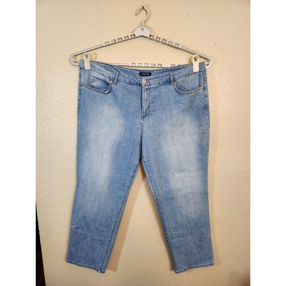 Bandolino Women's Blue Solid Stretch High Rise Straight Leg Jeans Size 24w